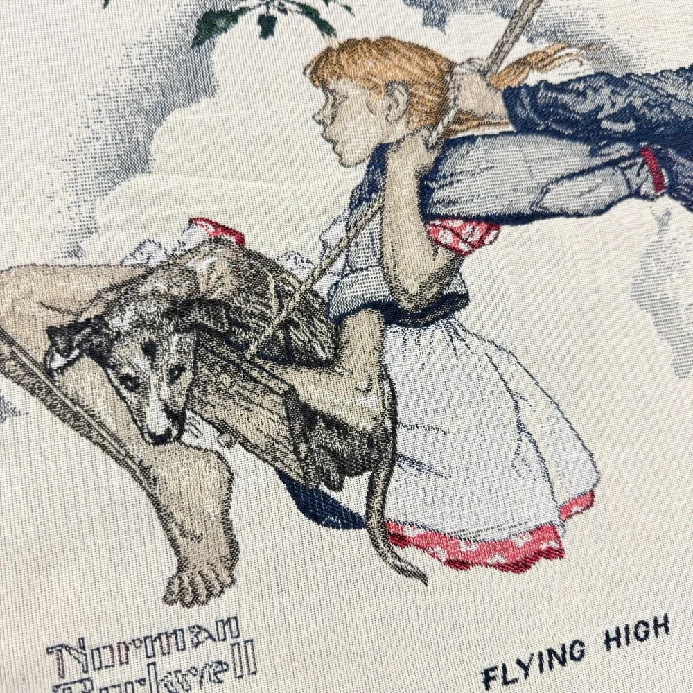 Vintage‎ Norman Rockwell Tapestry Panels Set of 3 for PIllows/decor 90's Cotton